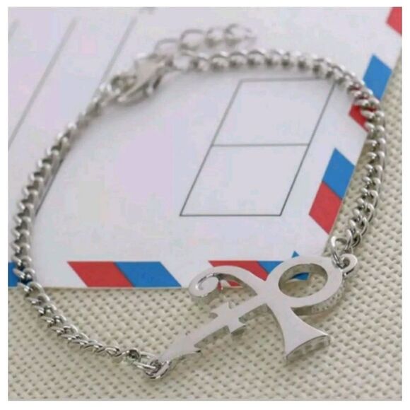 Prince Symbol Bracelet, Charm Love Symbol Charm Purple Rain Artist Music 7 in - Picture 1 of 2